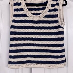 The Normal beans navy and cream striped sweater tank, size small, EUC